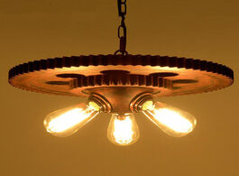 Foto van Lampen verlichting loft vintage pendant lamp industrial iron wood chandelier creative gear ceiling l