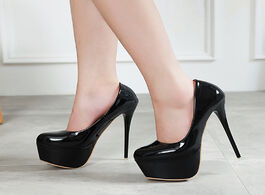Foto van Schoenen lucyever sexy 16cm super high heels women pumps platform red patent leather shoes woman ele
