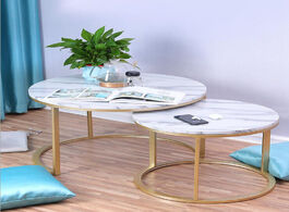 Foto van Meubels marble texture coffee table for living room sofa side round tea 2 in 1 combination furniture