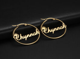 Foto van Sieraden cazador custom name hoop earrings personalized gold color stainless steel for women letter 