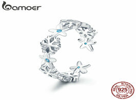 Foto van Sieraden bamoer authentic 925 sterling silver winter snowflake finger rings for women wedding engage