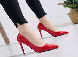 Foto van Schoenen women pumps high heels black patent leather pointed toe sexy stiletto shoes woman ladies pl