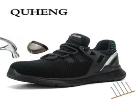Foto van Schoenen quheng safety work shoes for men steel toe cap anti smashing working boots construction lig