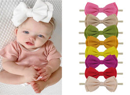 Foto van Baby peuter benodigdheden 5.5 solid waffle fabric headband elastic nylon hair bands handmade puff bo