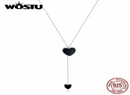 Foto van Sieraden wostu dangle heart necklace 925 sterling silver black enamel long chain double for women we