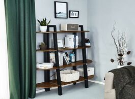 Foto van Meubels bookshelf with 4 tiers corner shelf shelves and storage industrial bookcase wood furniture l