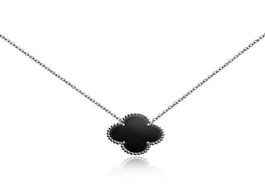Foto van Sieraden silver necklace with 925 clover black onyx