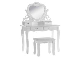 Foto van Meubels 1set wood dressing table with chair and mirror 4 drawers white vanity makeup desk bedroom fu