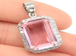 Foto van Sieraden 28x15mm ravishing rectangle 18x13mm pink kunzite white cz woman s 925 silver pendant