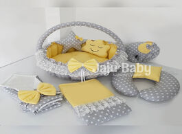 Foto van Baby peuter benodigdheden jaju gray star solid color yellow bedding set swaddle breastfeeding pillow