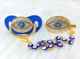 Foto van Baby peuter benodigdheden miyocar blue bling evil eye pacifier and clip set chain holder colorful lo