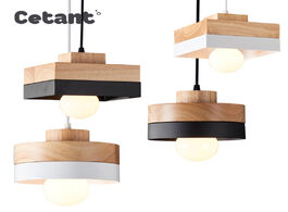 Foto van Lampen verlichting tetant wooden nordic chandelier home lighting modern simple aluminum shade led bu
