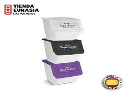 Foto van Huis inrichting stackable dirty deropa organizer. 36l wash container 3 pack white dark color