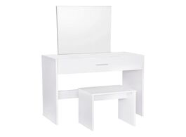 Foto van Meubels 1set white dressing table with a large makeup mirror vanity bedroom dresser set stool drawer