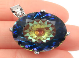 Foto van Sieraden 30x20mm big round 20mm gemstone created fire rainbow mystic topaz gift for woman s jewelry 