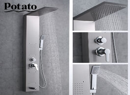 Foto van Woning en bouw potato shower faucet waterfall rain bathroom panel in wall system with spa massage sp