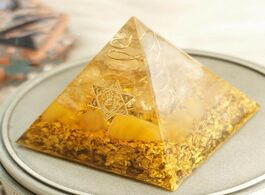 Foto van Sieraden orgonite pyramid 5cm symbolizes the lucky citrine energy converter to gather wealth and pro