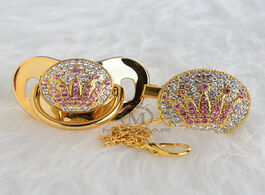 Foto van Baby peuter benodigdheden miyocar bling unique design gold pink crown pacifier and clip set bpa free