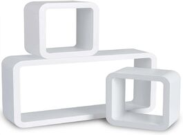 Foto van Huis inrichting 3pcs set decorative white cube floating wall shelves cd dvd toys storage display she