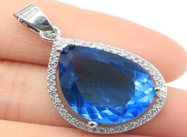 Foto van Sieraden 32x19mm deluxe big drop gemstone 20x15mm london blue topaz white cz woman s 925 silver pend