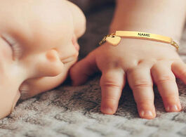 Foto van Sieraden personalized baby bar bracelet custom name for children infant boy girls stainless steel lo