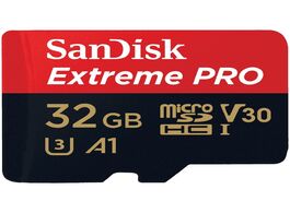 Foto van Sandisk microsdhc extreme pro 32gb 100 mb s a1 v30 sda rescue dl 1y micro sd kaart zwart