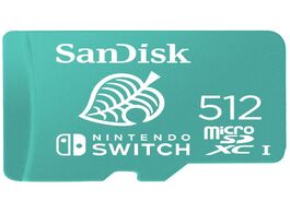 Foto van Sandisk microsdxc extreme gaming 512gb 100mb 90mb nintendo licensed micro sd kaart groen