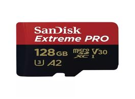 Foto van Sandisk microsdxc extreme pro 128gb 200 90 mb s a2 v30 sda rescue dl 2y micro sd kaart zwart