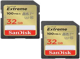 Foto van Sandisk sdhc extreme 32gb 100 60 mb s v30 rescue pro dl 1y twin pack micro sd kaart