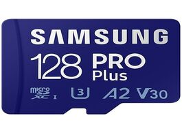 Foto van Samsung pro plus 128gb 2023 microsdxc sd adapter micro kaart blauw