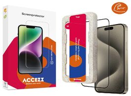 Foto van Accezz triple strong full cover glas screenprotector met applicator iphone 15 pro tablet transparant