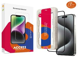 Foto van Accezz triple strong full cover glas screenprotector met applicator iphone 15 tablet transparant 