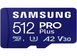 Foto van Samsung pro plus 512gb 2023 microsdxc sd adapter micro kaart blauw