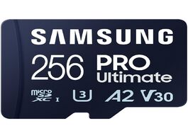 Foto van Samsung pro ultimate 256 gb 2023 microsdxc sd adapter micro kaart blauw