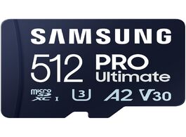 Foto van Samsung pro ultimate 512 gb 2023 microsdxc sd adapter micro kaart blauw