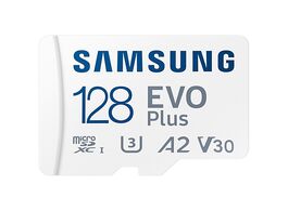 Foto van Samsung evo plus 128gb microsdxc sd adapter micro kaart wit