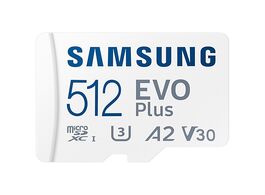 Foto van Samsung evo plus 512gb microsdxc adapter micro sd kaart wit