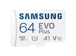 Foto van Samsung evo plus 64gb microsdxc adapter micro sd kaart wit