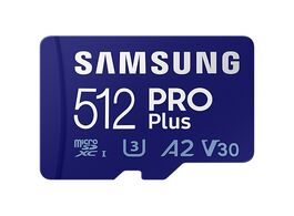 Foto van Samsung pro plus 512gb 2021 microsdxc sd adapter micro kaart blauw