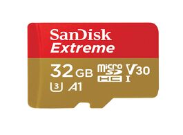 Foto van Sandisk microsdhc extreme 32gb 100 mb s a1 v30 sda rescue pro dl 1y micro sd kaart rood
