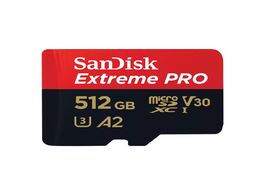 Foto van Sandisk microsdxc extreme pro 512gb 200 140 mb s a2 v30 sda rescue dl 2 micro sd kaart zwart