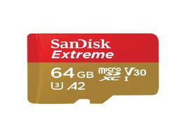 Foto van Sandisk microsdxc extreme 64gb 170 80 mb s a2 v30 sda rescue pro dl 1y micro sd kaart goud
