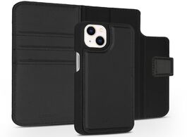 Foto van Accezz premium leather 2 in 1 wallet book case voor apple iphone 13 mini telefoonhoesje zwart 