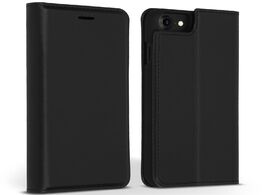 Foto van Accezz premium leather slim book case voor apple iphone se 2022 2020 8 7 6 s telefoonhoesje zwart