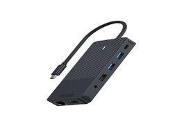 Foto van Rapoo usb c multiport adapter 12 in 1 grijs desktop accessoire zwart