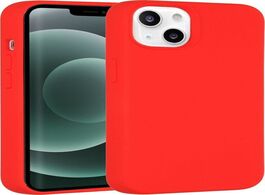 Foto van Accezz liquid silicone backcover iphone 13 mini telefoonhoesje rood 