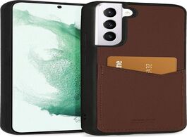Foto van Accezz premium leather card slot backcover samsung galaxy s22 plus telefoonhoesje bruin 