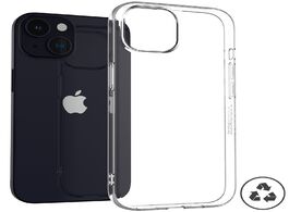 Foto van Accezz 100 recycled clear backcover iphone 15 smartphone screenprotector transparant