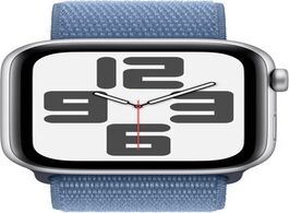 Foto van Apple watch se 2022 44mm zilver aluminium sport loop smartwatch blauw