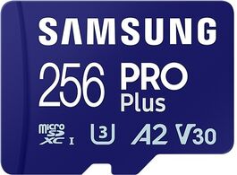 Foto van Samsung pro plus 256gb 2023 microsdxc sd adapter micro kaart blauw
